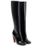 Stiefel Damen Winter Marke High Heel Knie Europa und Amerika Sexy Quadratischer Kopf Seitlicher Reißverschluss Mode Große Lange