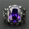 3pcs lot New Design Huge Purple Rhine stone Ring 316L Stainless Steel Fashion jewelry Flower Purple Cool Ring296j