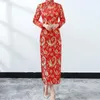Etnische kleding Dames Cheongsam-jurk Knoopkraag Elegante Chinese stijl dames klassieke lange split voor bruiloften