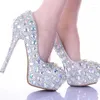 Jurk Schoenen Mooie Bruiloft Sprankelende Strass Handwerk Bruids AB Kristal Diamant Dunne Hak Avond Prom Party Dames Pompen