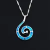 Colliers pendentifs Blue Fire Opal Three Fish Hook Collier pour cadeau226z