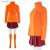 Costume à thème Velma Cosplay, uniforme Anime femme, jupe haut Orange, ensemble d'halloween pour filles Velma Scooby Dog Velma CosL231013