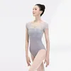 Stage Wear Ballet Justaucorps Adulte Maille Patchwork Manches Courtes Pratique Danse Costume Femmes Body Gymnastique Justaucorps