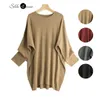 Women's Sweaters Silk Cashmere Sweater Women's Mulberry Silk Round Neck Solid Color Bottomed Shirt Top Medium Long Batwing Sleeve Loose Sweater 231012