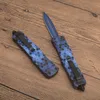 Couteau tactique automatique de haute qualité G1095 440C Lame enduite bleue Poignée en alliage de zinc-aluminium Camping en plein air Randonnée Couteaux de poche de survie avec sac en nylon
