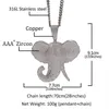 Pendant Necklaces Hip Hop Cubic Zirconia Pave Bling Iced Out Elephant Animal Pendants Necklace For Men Women Fashion Jewelry Gold 308U