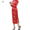 Etnische kleding Dames Cheongsam-jurk Knoopkraag Elegante Chinese stijl dames klassieke lange split voor bruiloften