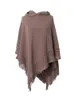 Shawls Fall Winter Knitted Hooded Solid Color Pullover Sweater Poncho Women Casual Tassel Batwing Sleeve Shawl Cloak Female Cape 231012