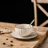 Tasses soucoupes tasse à café en céramique de Style nordique avec cuillère Vintage ménage après-midi tasses à thé ensembles Couple eau Drinkware cadeau créatif