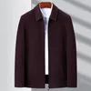 Chaquetas para hombres Primavera y otoño para hombres Chaqueta de lana casual de negocios Color sólido Cremallera Solapa Ejecutiva