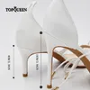 Dress Shoes TOPQUEEN Strappy High-Heeled Summer Wedding Bride Shoes White Dames Schoenen Women's Gril Dresses Flower Manual A03 231012