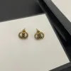 Boucles d'oreilles en argent d'or de concepteur Lettre Double Stud Boucle d'oreille de luxe Femmes Mode Hoop Bijoux Boucles d'oreilles en perles de diamant G23101316Z-6