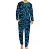 Erkekler Placowear Sevimli Köpek Baskı Pijamaları Sonbahar Hayvan Siluet Gece Gece Kıyısı Erkekler 2 Parça Özel Uzun Kollu Serin Büyük Boy Pijama Setleri