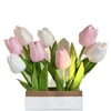 Fleurs décoratives 9 pièces fleur de Simulation de tulipe avec sac en papier Ins Bouquet artificiel nordique cérémonie de mariage décor de jardin à la maison