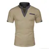 Men's Polos Summer Solid Color Polo Shirt Contrast Multi-color Simple Casual Short Sleeve T-shirt Clothing