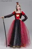 Costume à thème 2023 Robe de princesse rouge Reine des coeurs Cosplay Déguisement Delux Party Girls Halloween Carnaval Cosplay Venez Jupes en maille T231013