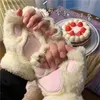 Five Fingers Gloves Kawaii Women Cat Gloves Fashion Girls Cat Claw Paw Plush Mittens Warm Soft Plush Short Fingerless Half Finger Winter GlovesL231015