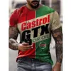 T-shirts pour hommes Castrol Vintage manches courtes hommes T-shirt 3D imprimé lettres ethniques Harajuku T-shirts de mode col masculin Tops Summer256x