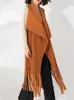 Trench da donna Miyake Fold 2023 Gilet autunno e inverno Cardigan ampio Cappotto lungo con scialle con frange sul risvolto