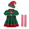 Girl s Dresses Boys Christmas Elf Costume Girls Xmas Santa Claus Green Dress For Kids Adults Family Matching Outfits Cosplay Clothing Sets 231013
