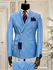 Herenkostuums Lichtblauw Rood Groen Double Breasted Slim Fit Mannen Pak Bruiloft Smoking Bruidegom Business Party Prom Man Blazer Kostuum Homme