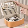 Cosmetic Bags PU Contrasting Colors Bag Zipper Waterproof Travel Wash Korean Style Carry-on Makeup Tote Pouch