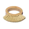 Spazzola per pulizia con manico in legno di bambù Anello ovale creativo Spazzole per piatti in sisal Forniture per la cucina domestica 65G LL