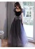 Festklänningar Bow Decor Evening Dress Women's Birthday Sequines Puff Sleeve Summer Style Bankett Elegant Homecoming