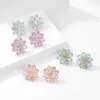 Studörhängen Shining CZ Stone Flower Simple Statement Floral Ear Studs Design Elegant Sweet Dingle Luxury Jewellery