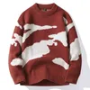 Suéter masculino outono casual suéter nuvem padrão fofo casal suéter redondo pescoço manga comprida suéter de malha masculino harajuku pulôver 231012