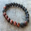 SN1083 Natural Men's Lava Red Tiger Eye Armband New Design Yoga Mala Pärlor Armband Buddhist Meditation Chakra Jewelry2699