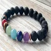 SN1050 2016 Nouveau Design 7 Chakra Bracelet avec Bracelet de Lave Volcanique Unisexe Cadeau Spirituel Grounding Strength Courage Bracelet Who2398