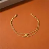 Collana con pendente Arco di Trionfo a doppio strato, bracciale con catenina, placcato in rame, oro vero 18 carati, catena per collare da donna