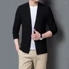 Men's Sweaters Spring Mens Cardigan Korean Knitted Sweater Thin Slim V-neck Long Sleeve Top Boys Yellow Oversize Xxxl Casual Knitwear