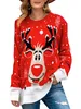 Kvinnors tröja s festliga ren jul mysig långärmad Xmas Pullover med rund hals för flickor och damer 231012