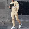 Herrspårar 2023 2 Piece Set Trousers Tracksuit 3D Printed Autumn Joers Lon Sleeve T Sirt Pants Casual Street Sport Clotes