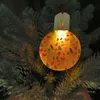 Luminous Sublimation Blank Acrylic LED Light Christmas Ornaments Night Light Lamp Round Shaped Hanging Halloween Christmas Tree Decoration With Red Ribbon