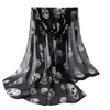 Hela autumn Womens Scarf Girls Skulls Tryckt svart lång mjuk halsduk sjal flickor halsduk276h