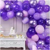 Decoração de festa Decoração de festa Balões roxos Garland Arch Kit Balão de látex Globos Decorações de aniversário de casamento Supl Dhzxn