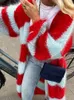 Mélanges de laine pour femmes femmes Vintage rayé Crochet tricoté Cardigan décontracté ample épais à manches longues lanterne pull automne hiver mode manteau de rue 231012