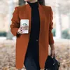 Damespakken Blazers Herfst winter stijl Europese en Amerikaanse mode effen kleur opstaande kraag dames wollen jas 231013