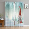 Curtain Christmas Tradition Nordic Snowflake Drawf Voile Sheer Curtains Living Room Tulle Window Curtain Bedroom Drapes Home Decor 231012