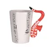 Tasses Saxophone en céramique café porcelaine lait tasse tasses à thé Notes de musique maison bureau Drinkware 231013