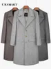 Мужская шерстяная смеси с шерстяным шерстяным шерстяным пальто мужское ультра -длинное одноручное модное модное повседневное кофе Снятие вниз по внутренней куртке 231012