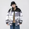 Jaquetas masculinas moda coreana gradiente cor parka jaqueta homens retalhos solto streetwear casacos casuais casal pão roupas 2023 inverno 231012