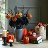 5pcs Plastic Foam Halloween Pumpkin Feather Picks, Decorative Items For Halloween Party Table Decoration