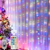 Christmas Decorations Christmas Decoration Curtain LED String Lights Garland Festival USB Remote Control Holiday Wedding Fairy Lights Bedroom Home 231013