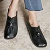 Vestido sapatos feitos à mão de couro plana mulher borboleta-nó mocassins para mulheres macio deslizamento-on retro étnico sola verão andando 231013