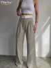 Men's Pants Clacive Elegant Loose Gray Office Women Pants Fashion High Waist Straight Trousers Casual Chic Spliced Full Length Female Pants 231013