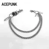 Other Fashion Accessories Alloy Double Layers Long Waist Chain Rock Punk Trousers Hipster Pant Jean Keychain Silver Clip Keyring Men'S HipHop Jewelry 231013